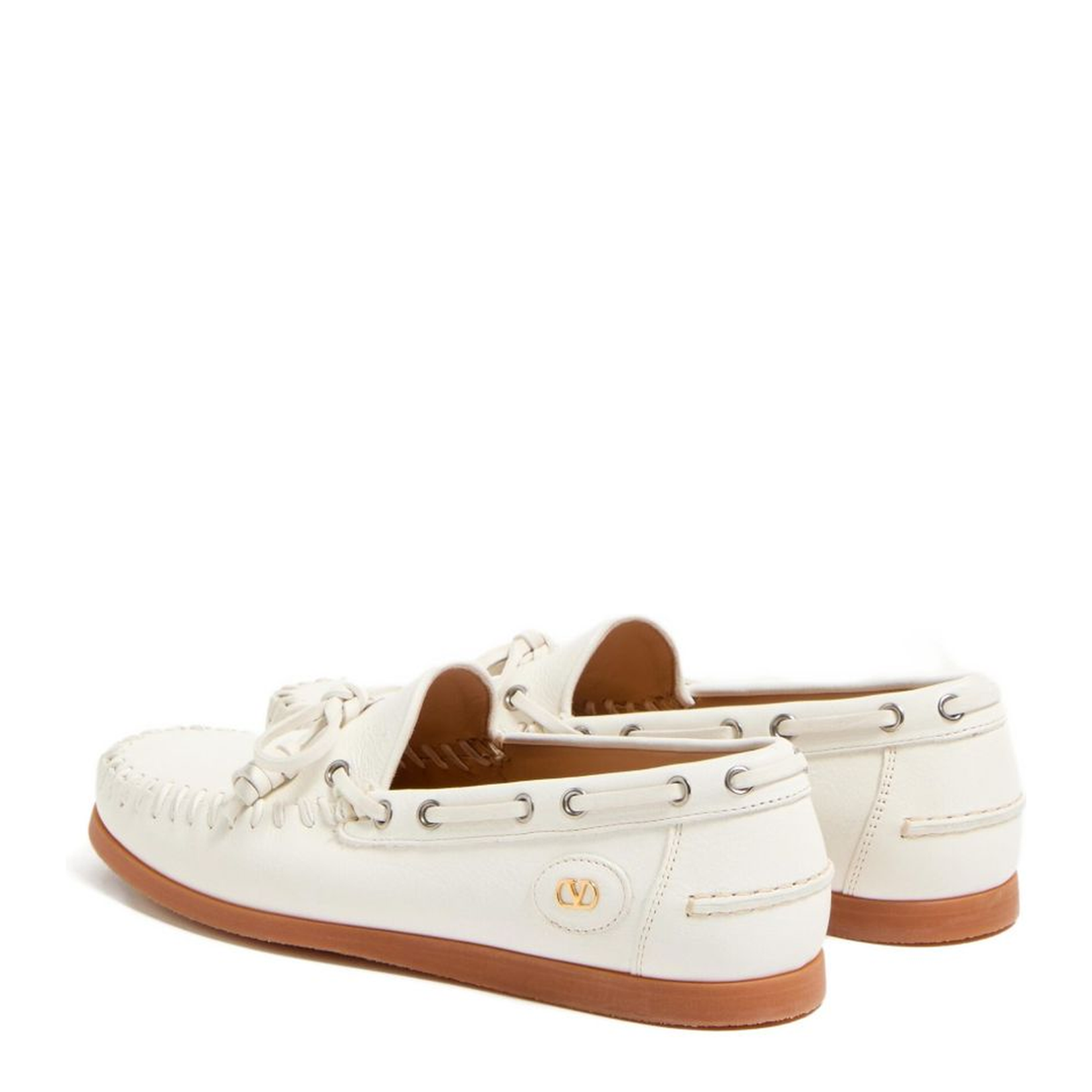 White Slip-On Style VLogo Signature Bow Detailing Flat Rubber Sole