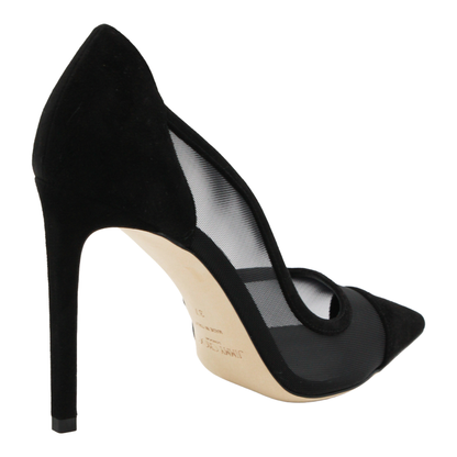 Brigitte 100 Pumps in Black Suede and Mesh