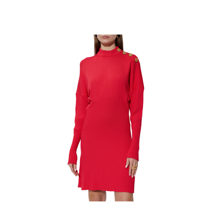 Short Flared Knit Dress Pink