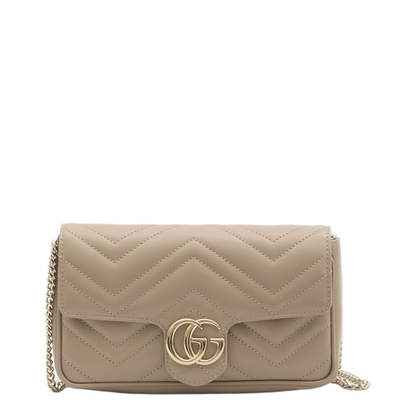 GG Marmont Mini Leather Bag - Beige