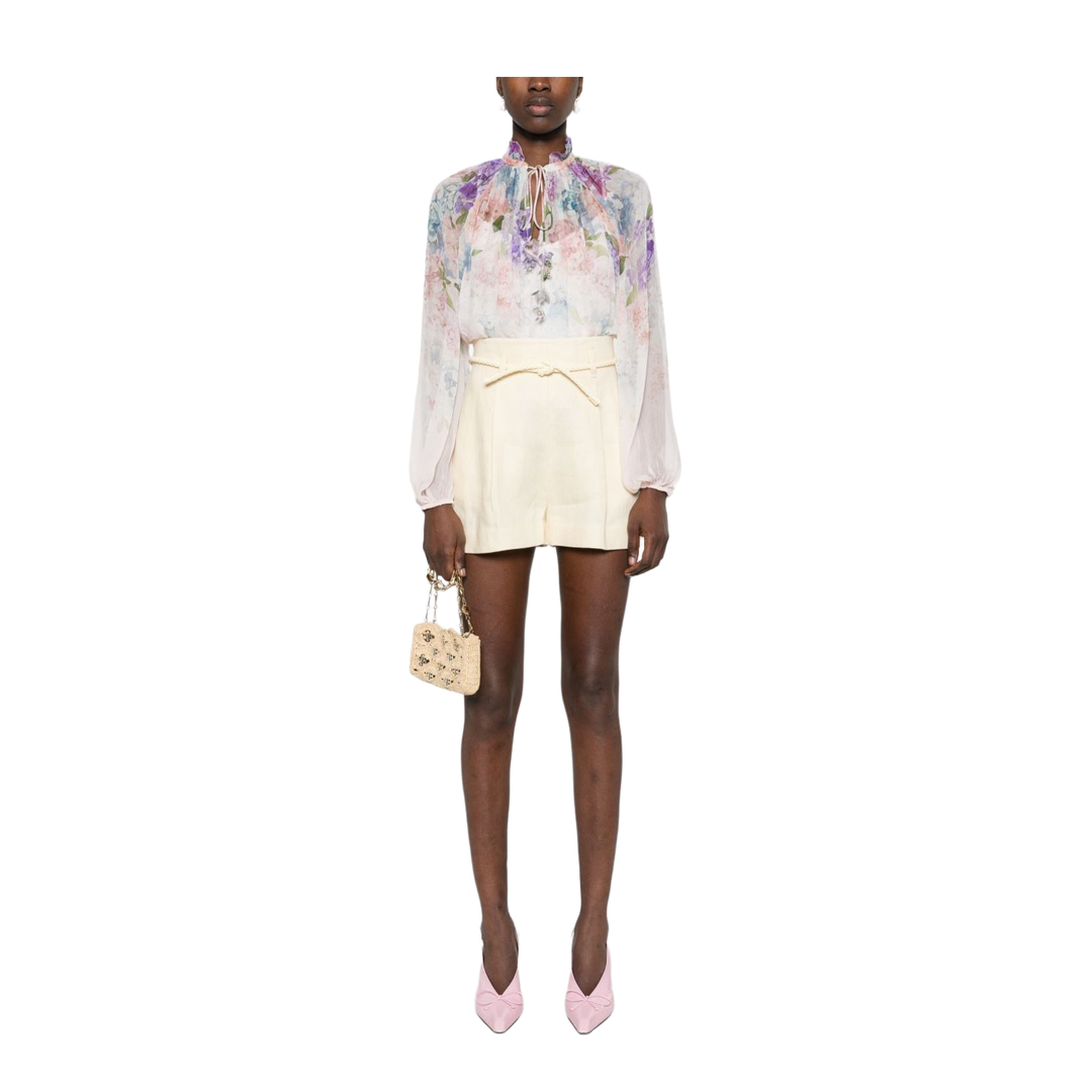 Light Pink Self-Tie Blouse