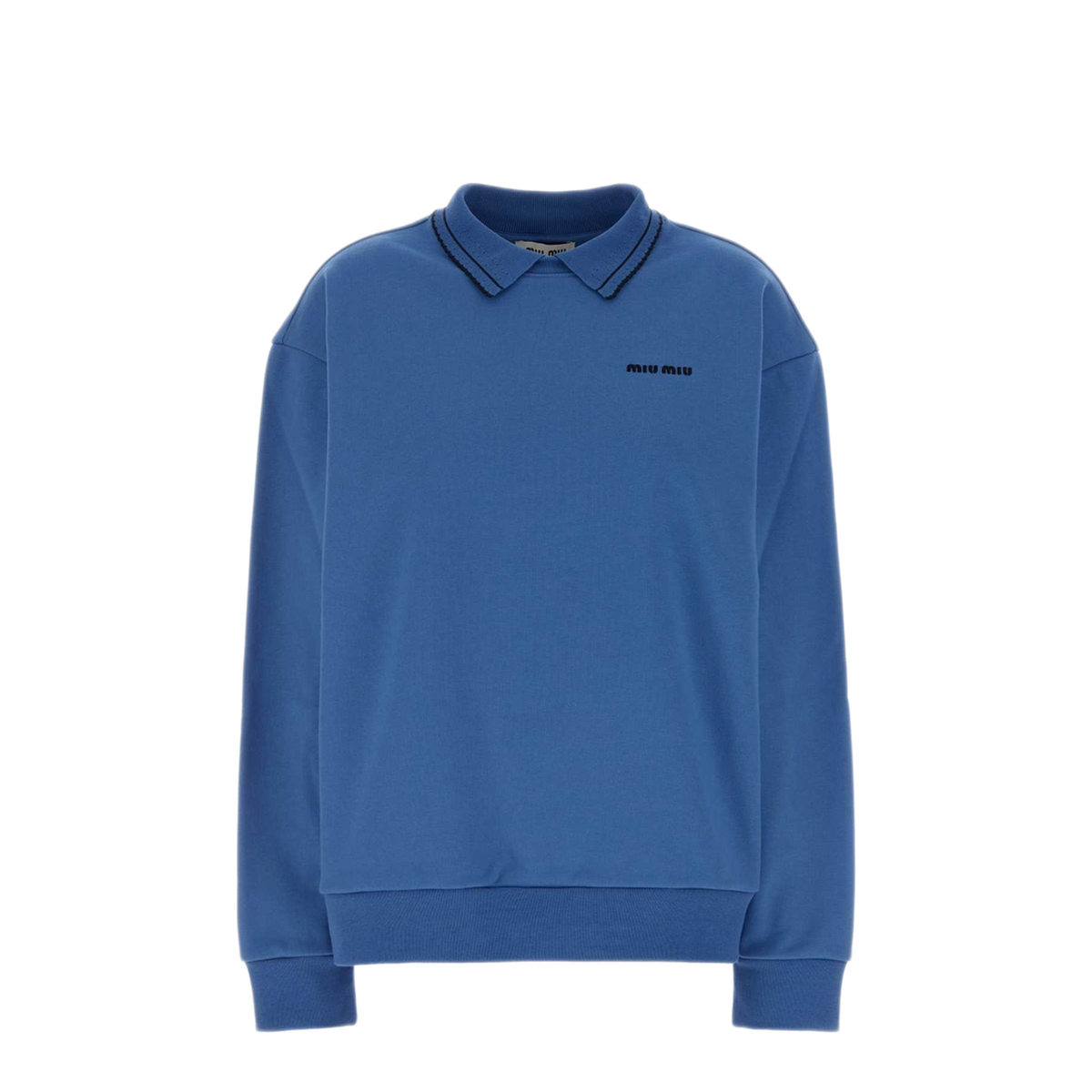 MAYFEYR - Miu Miu - Cerulean Blue Cotton Oversize Polo Shirt - MJLA65SOOO191LF0013