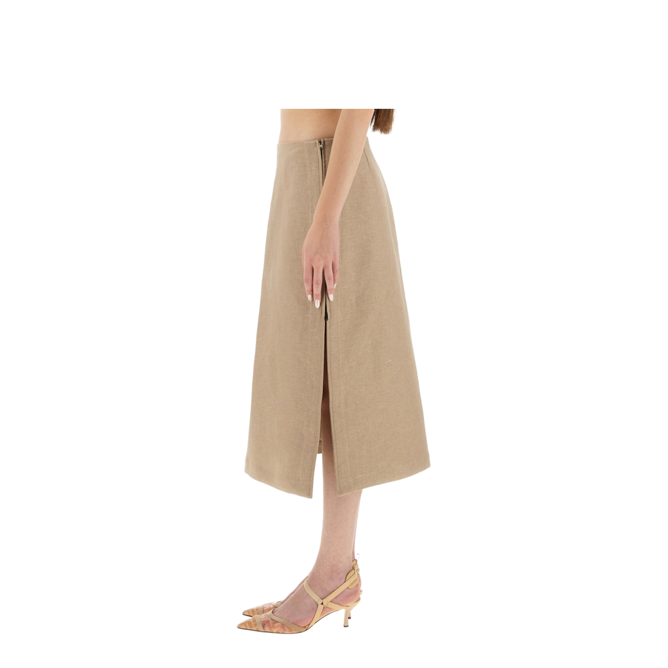 Linen Beige Longuette Skirt