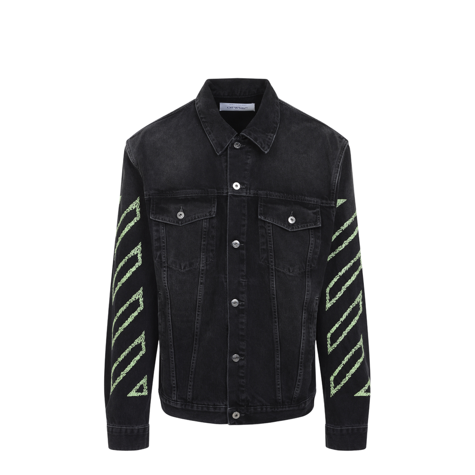 Diagonal Arr Outl Denim Skate Jacket in Black