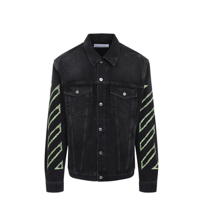 Diagonal Arr Outl Denim Skate Jacket in Black
