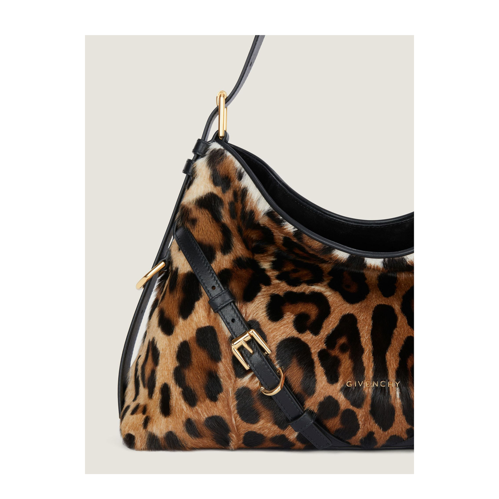 Medium Voyou Bag in Pony Effect Leather with Leopard Print