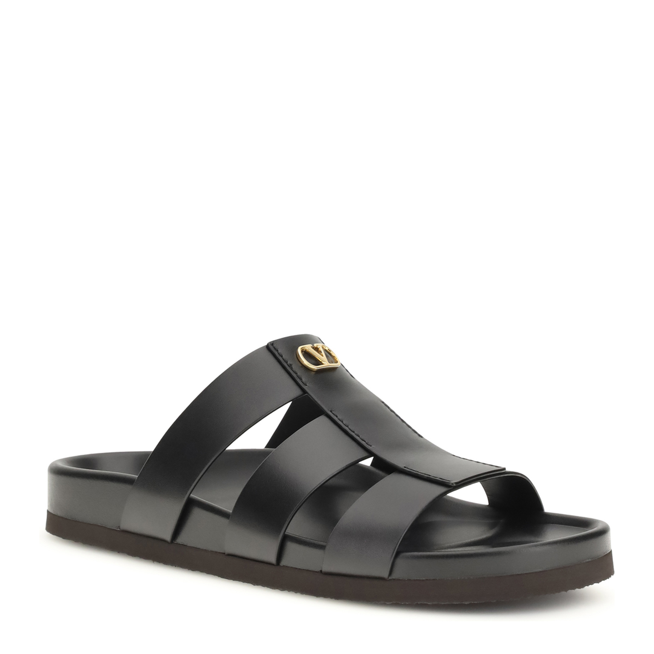 MAYFEYR - Valentino - Studshield Leather Slide Sandals - 8Y2S0M95BEK