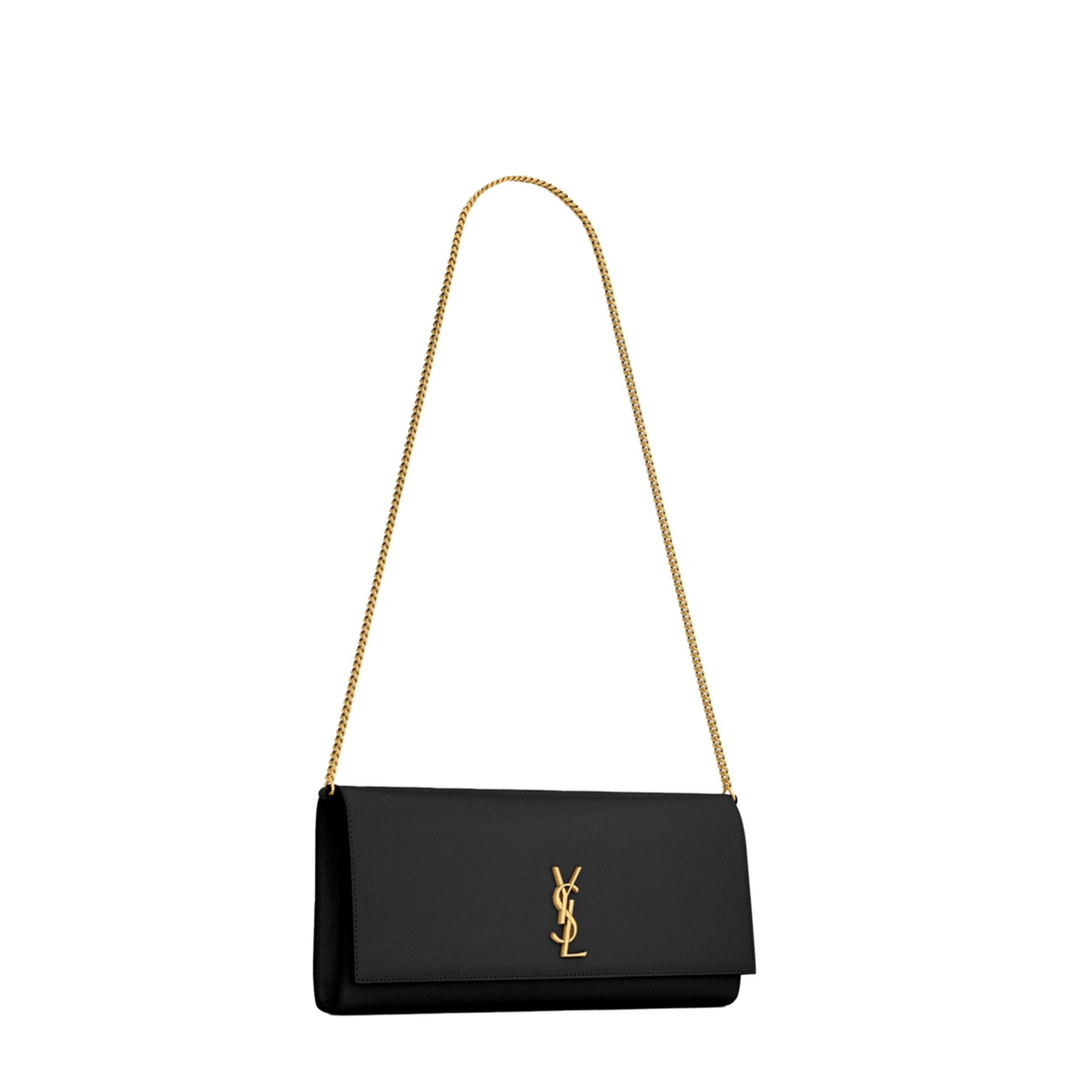 Kate Grain de Poudre Leather Clutch - Black