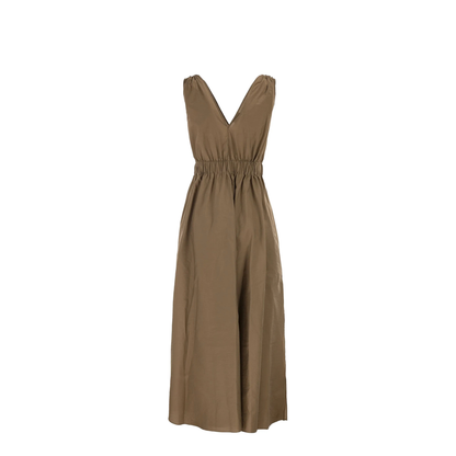 Techno Cotton Poplin Dress Brown