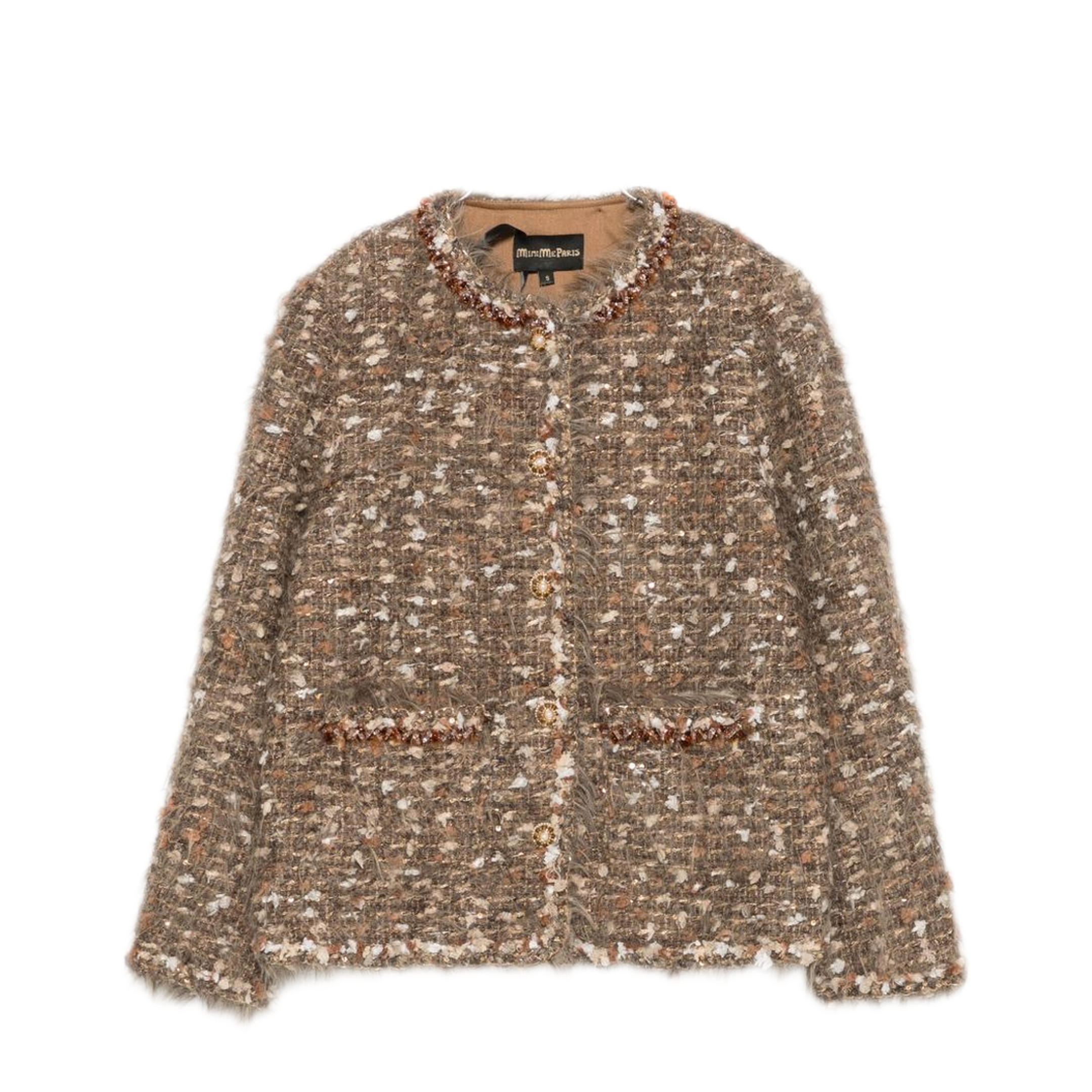 MAYFEYR - MINIME PARIS - Brown Sequin Jacket - 26WCTJ232SOFTBROWN