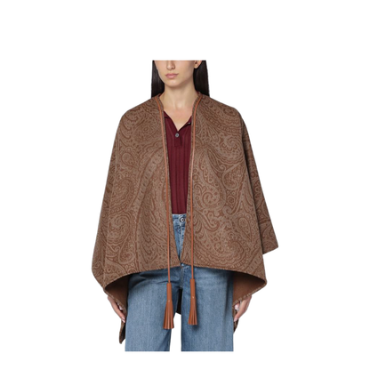 Cape With Jacquard Paisley Pattern