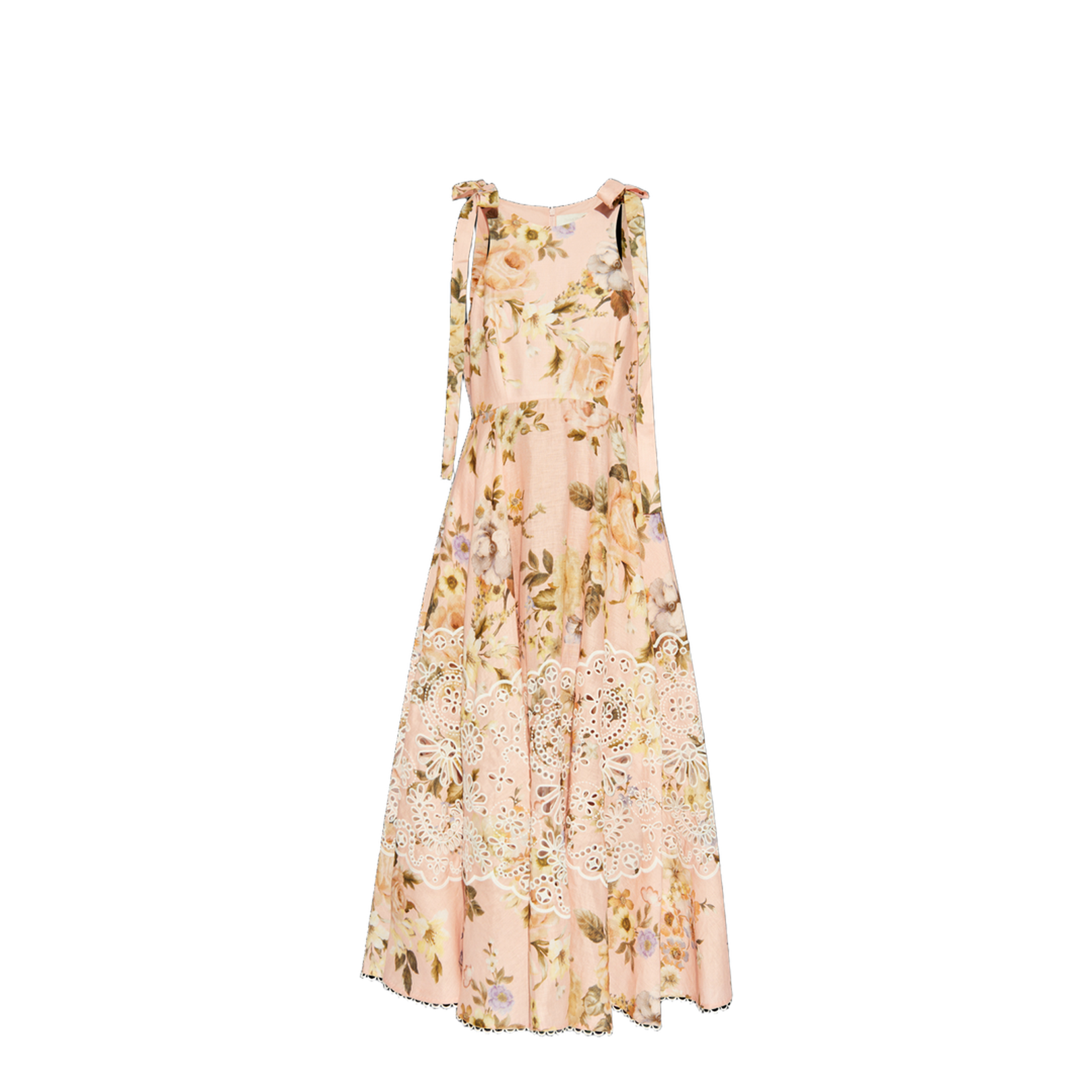 Appliquéd Floral-Print Silk-Organza Midi Dress