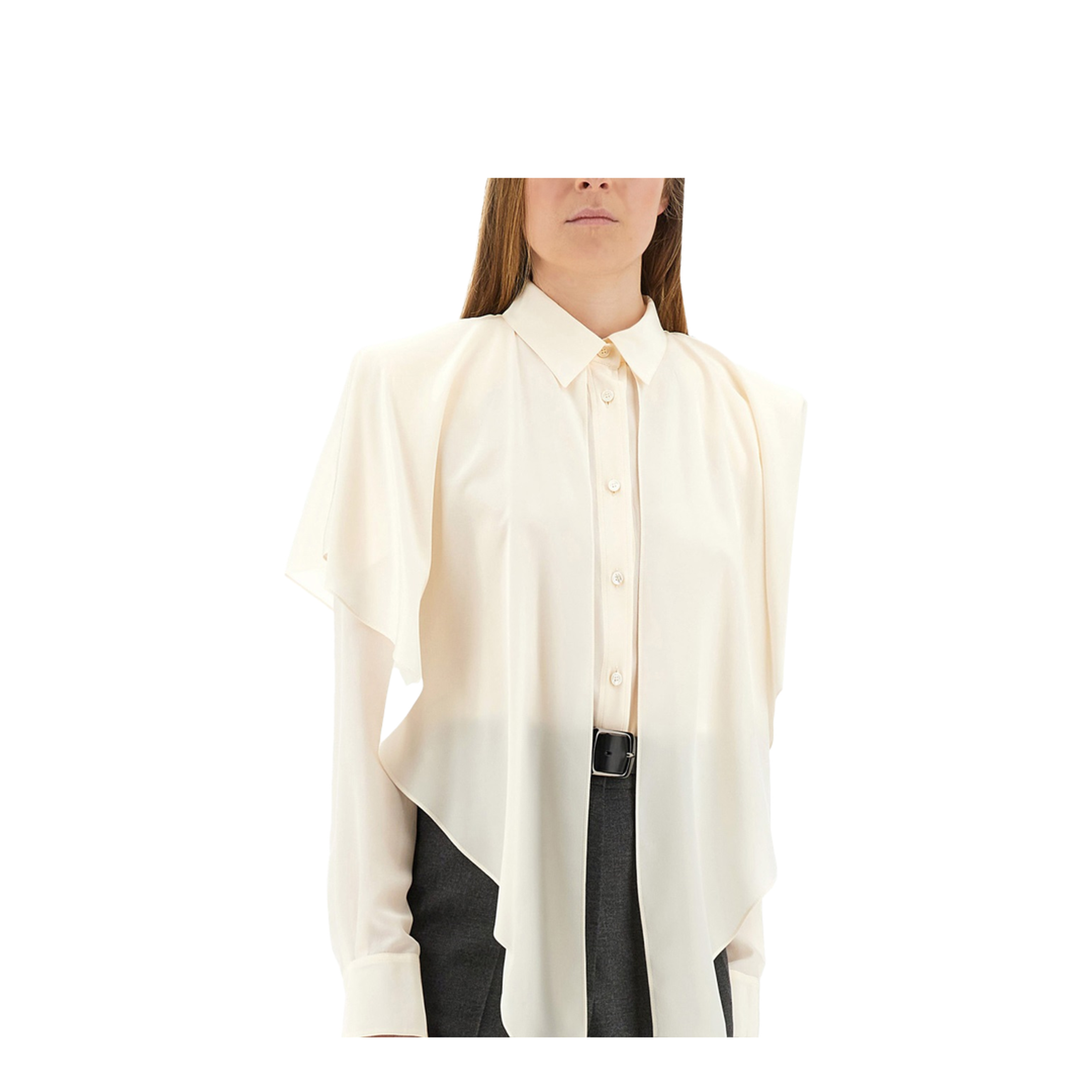 Semi-Transparent Shirt with Layered Panel
