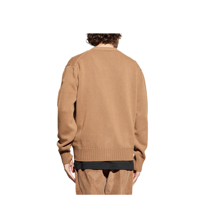 Camel Beige V-Neck Wool Cardigan