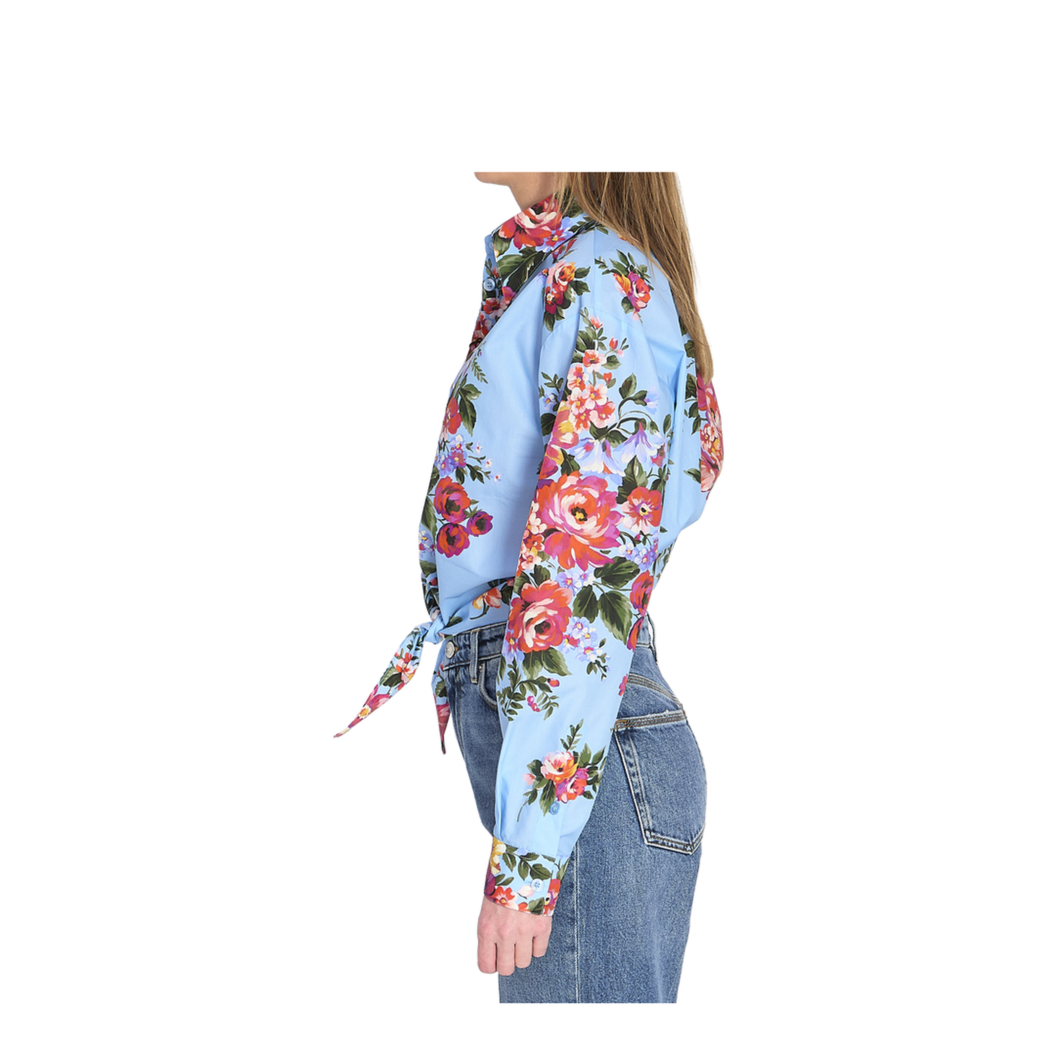 Floral bouquet-print cotton shirt
