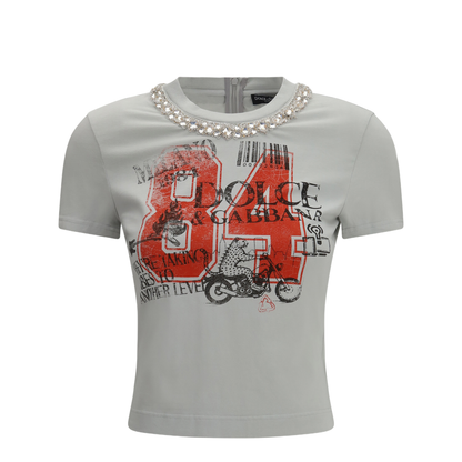 MAYFEYR - Dolce & Gabbana - Jersey T-Shirt With Print And Crystals - F8V81ZGDDPA