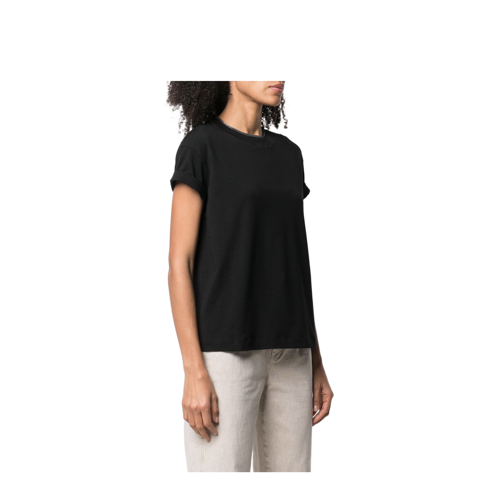 Monili-Detailed Cotton T-Shirt