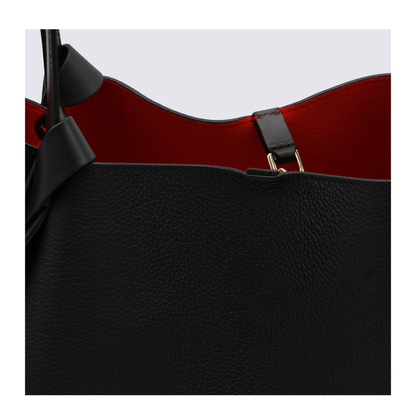 Bettina Small Grained Calf Leather Tote - Black