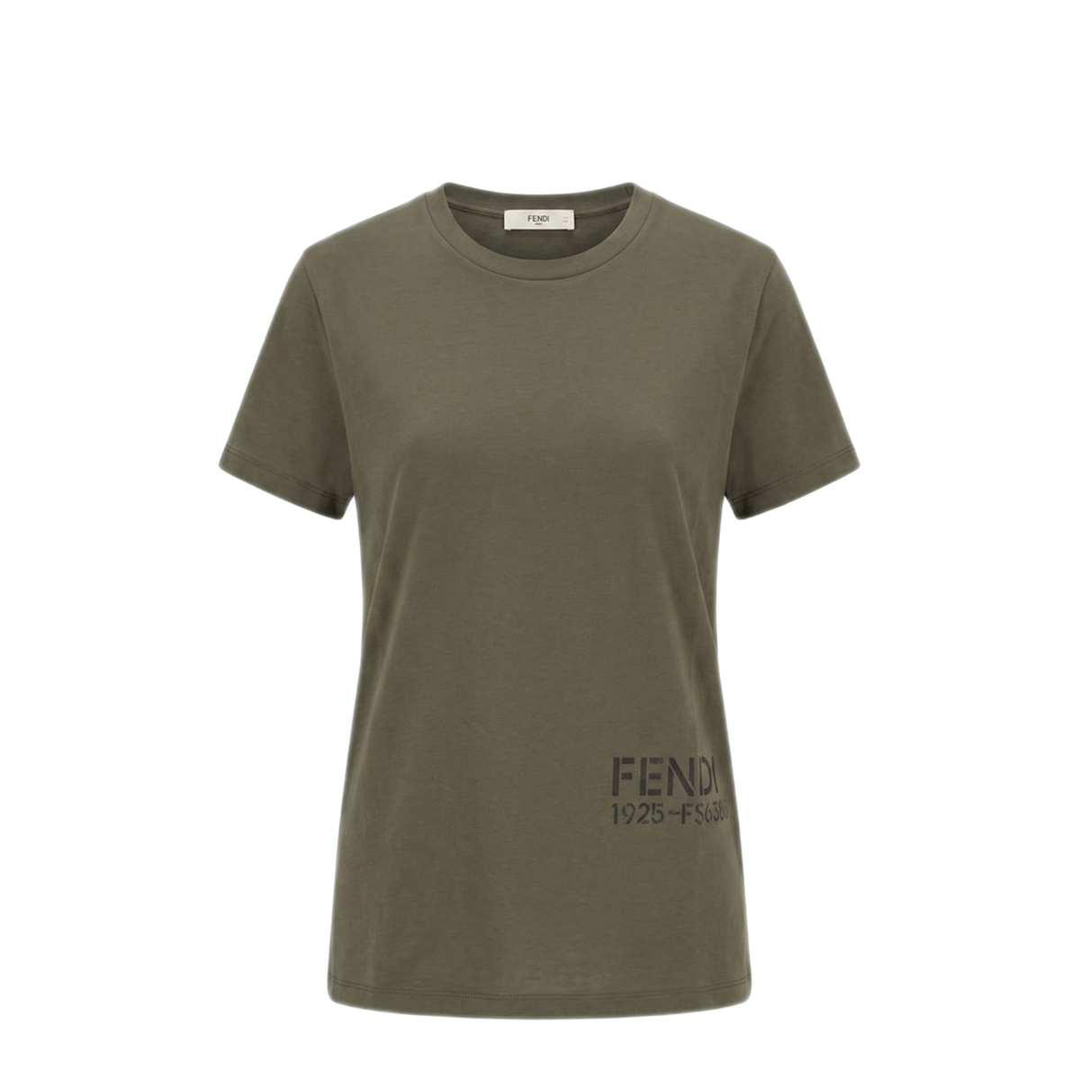 MAYFEYR - Fendi - Army Green Cotton Logo T Shirt - FS6383B19QF0QQ4