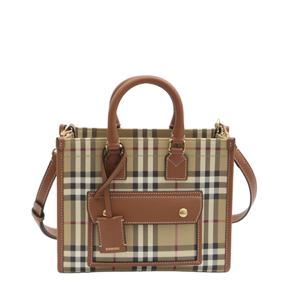 Mini Freya Tote Bag Check Coated Cotton Blend