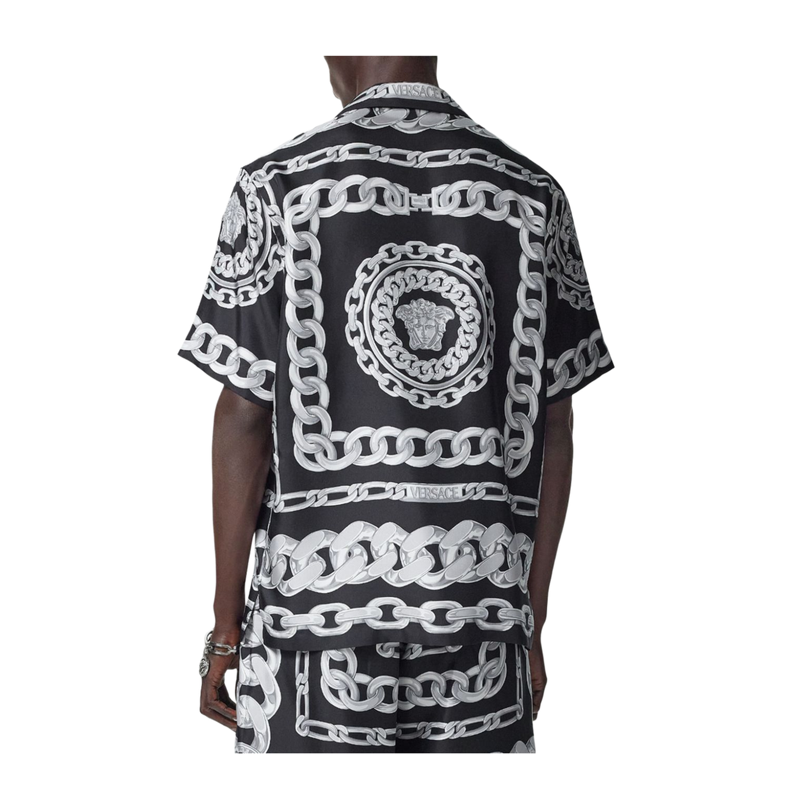 Printed Silk Medusa Chains Bowling Shirt