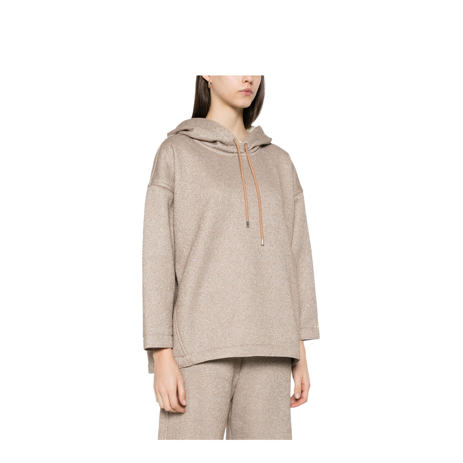 Camel Brown Drawstring Hood Sweater