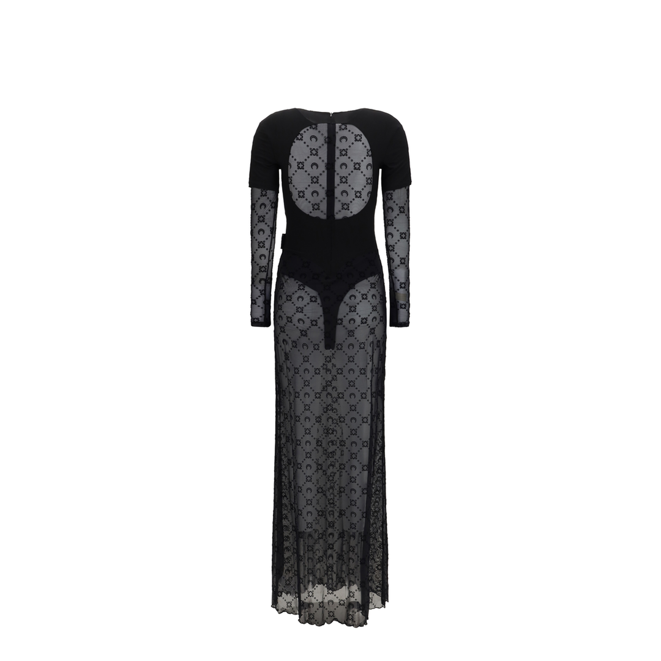 MAYFEYR - Marine Serre - Layered Long Dress In Jersey And Mesh - WJS028ACJER0005BK99
