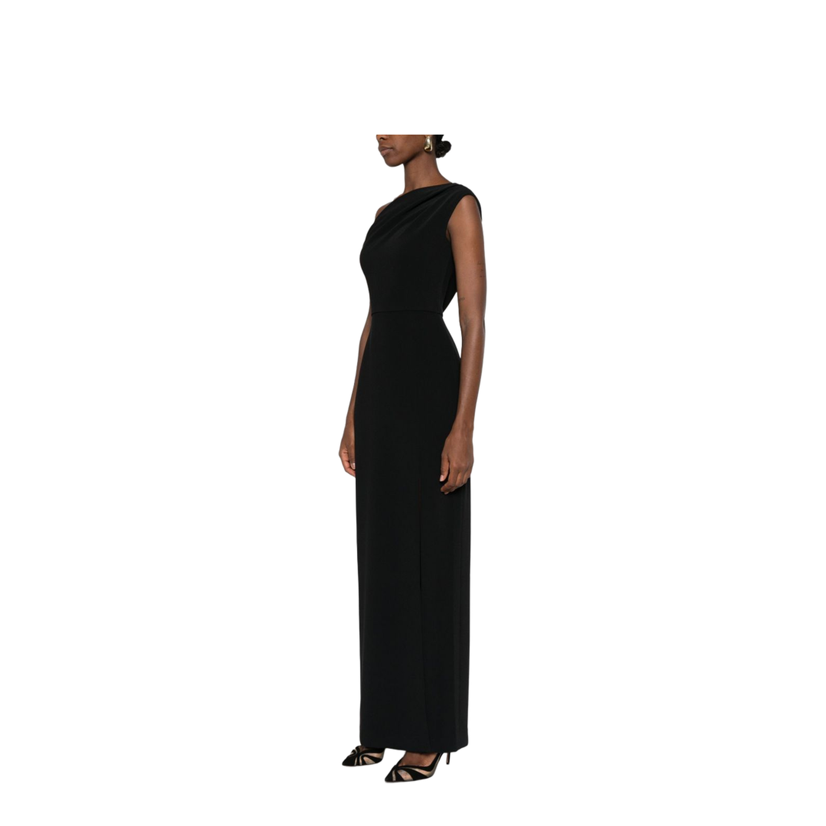 Black Side Split Sleeveless Maxi Length Dress