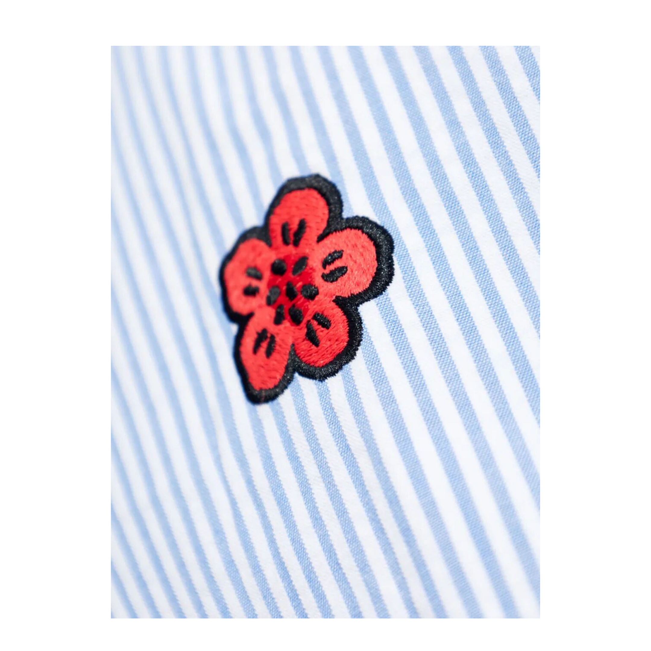 MAYFEYR - Kenzo - Boke Flower Embroidered Casual Shirt In Seersucker Cotton - FG55CH4109KB67