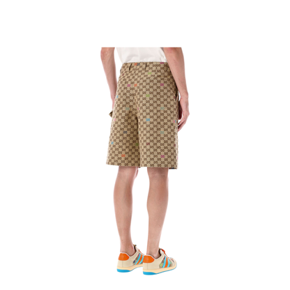 Canvas Shorts in Camel and Dark Brown