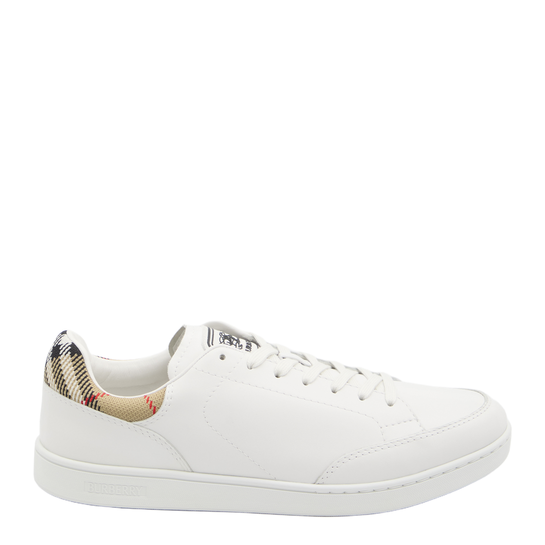 Checked Heel Leather Low-Top Sneakers