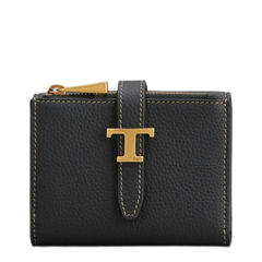 Tri Fold Leather Wallet With Strap