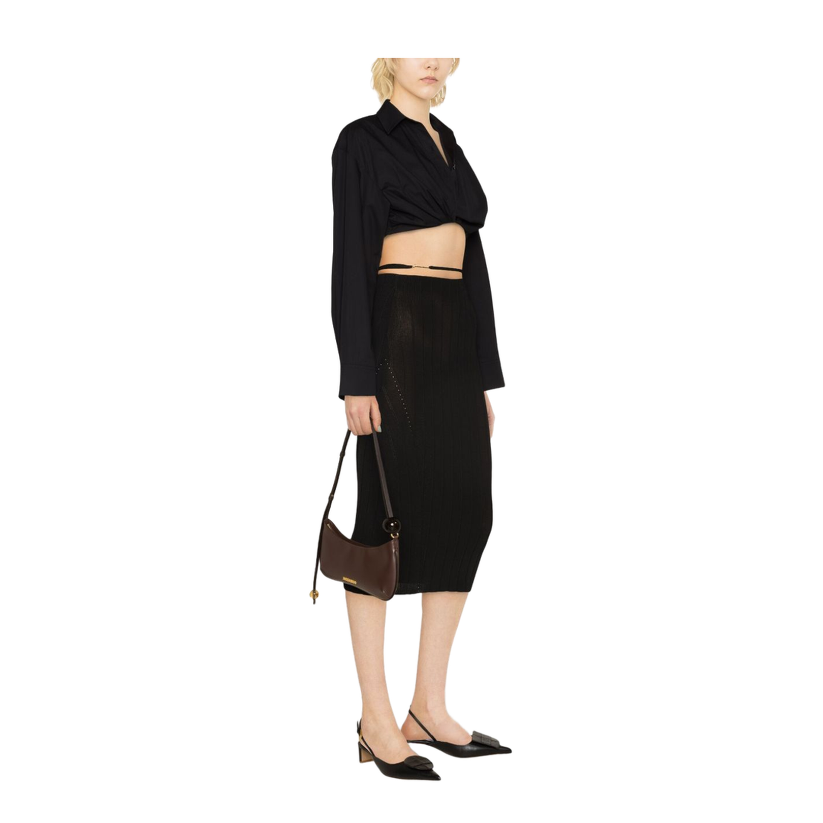 Black Ribbed Knit Skirt