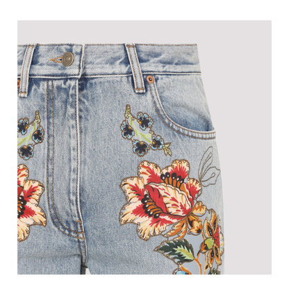 MAYFEYR - Valentino - Denim 5 Pockets Embroidered Flowers Jeans - 8B3DD2AX9YC