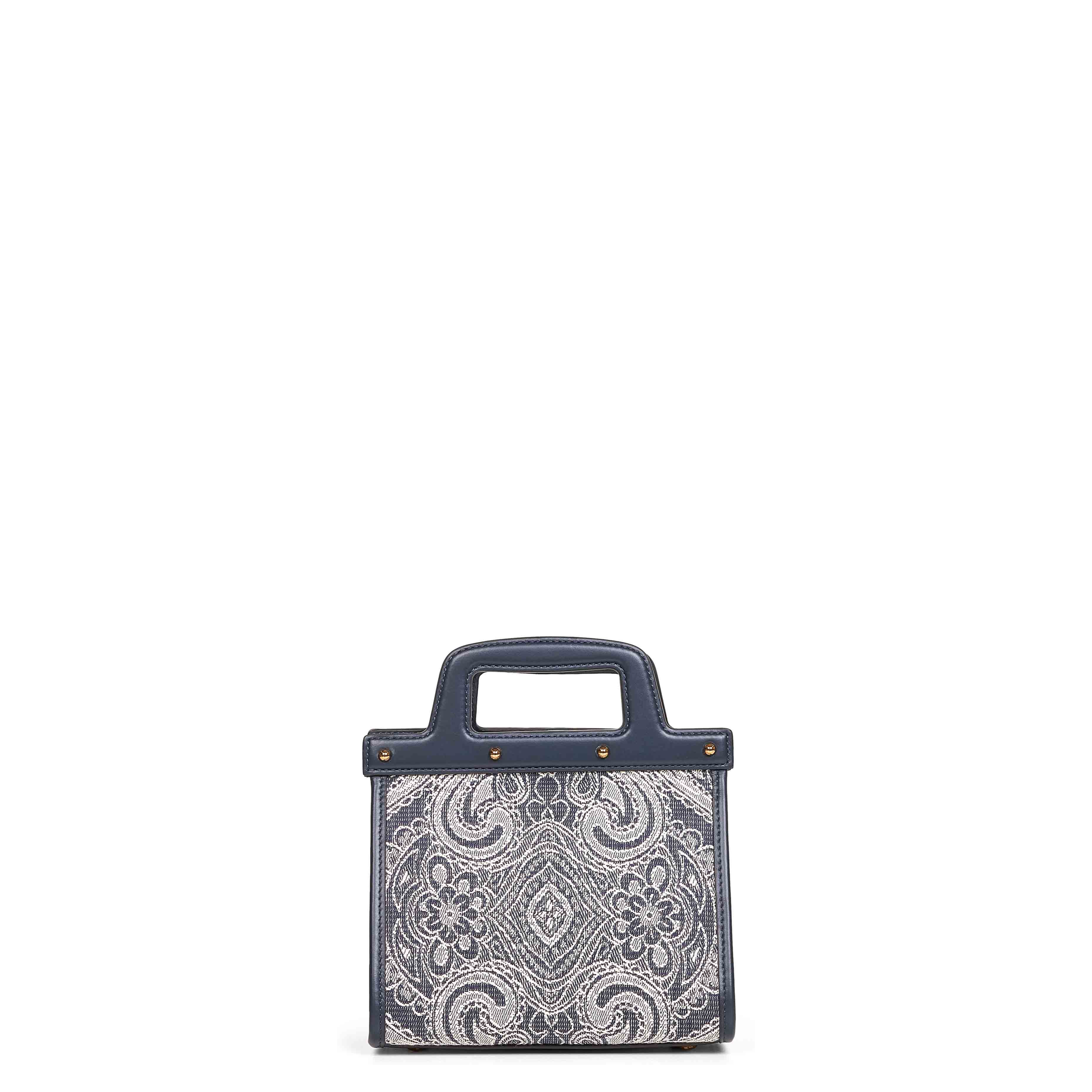 Dark Blue Denim Lovtter Small Shopping Bag In Multi