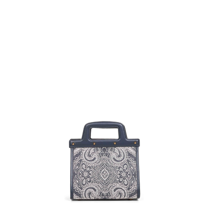 Dark Blue Denim Lovtter Small Shopping Bag In Multi