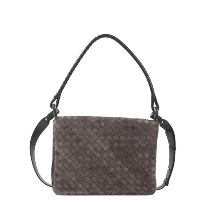 Intrecciato Suede Shoulder Bags - Brown