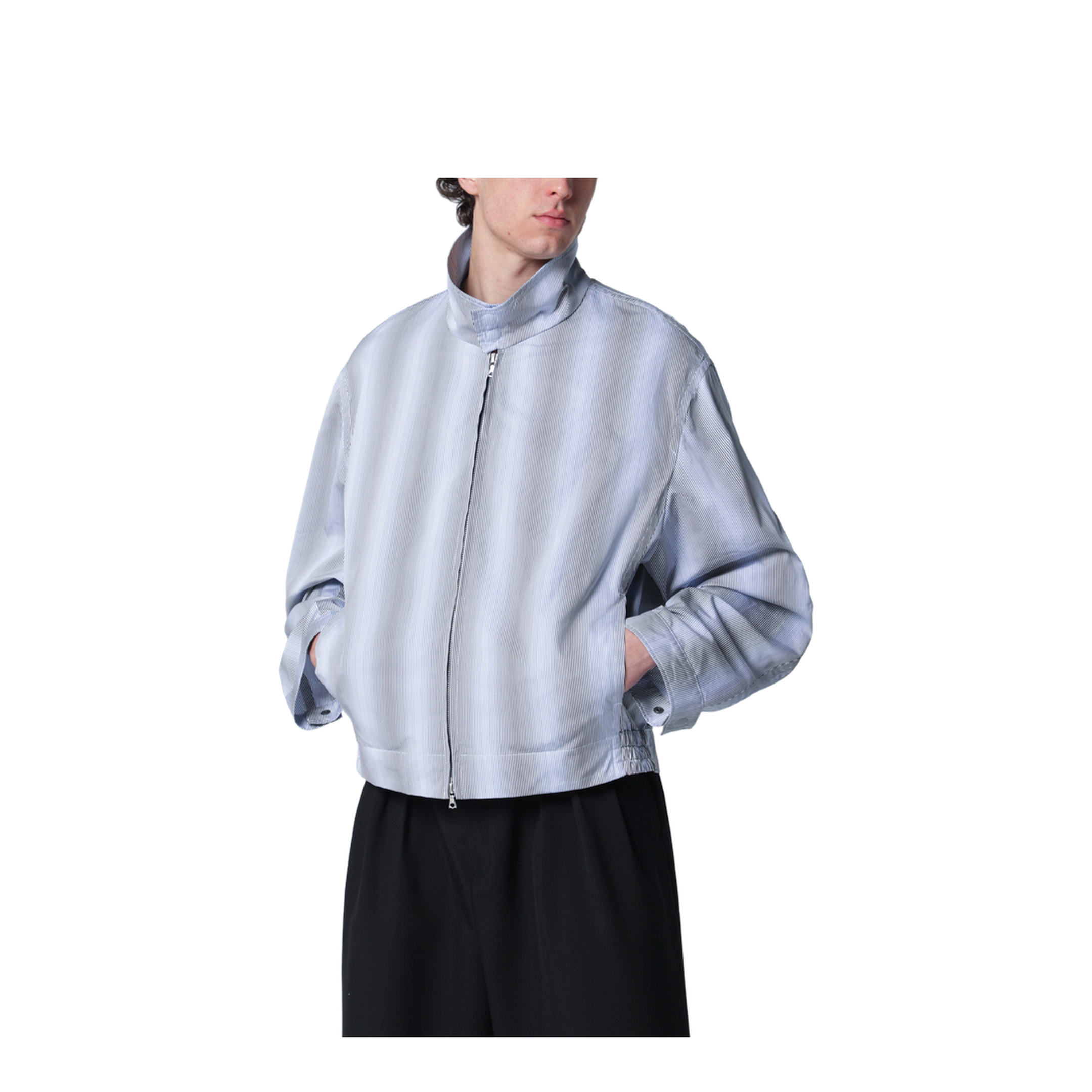 Textured Striped Zip Jacket