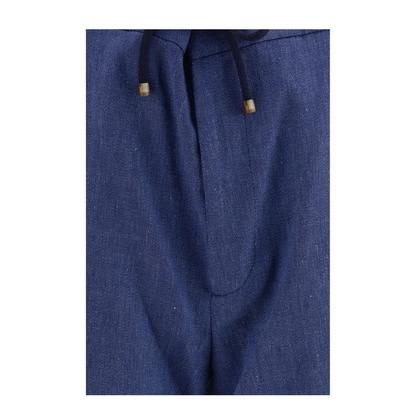 Linen and Virgin Wool Chevron Bermuda Shorts