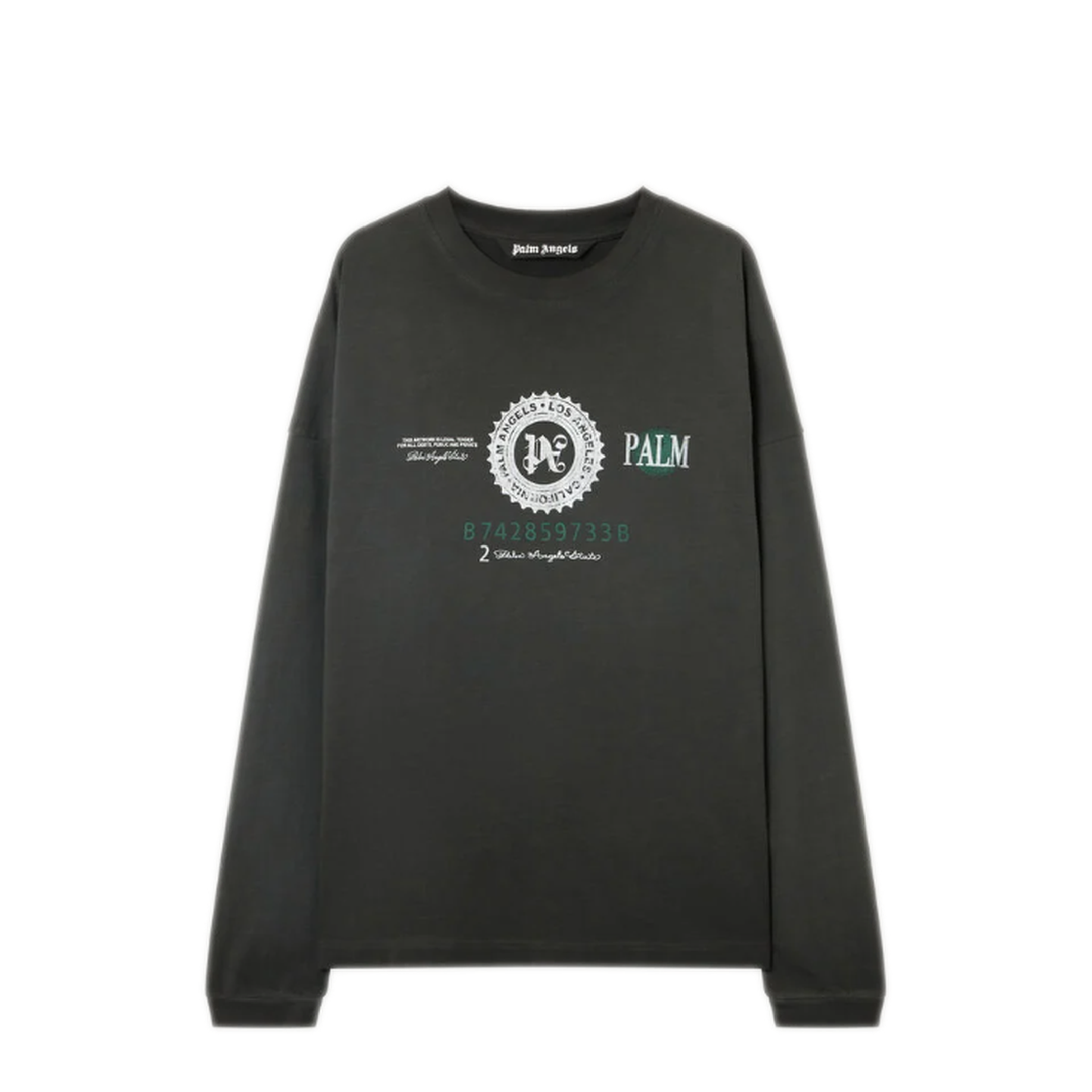 MAYFEYR - Palm Angels - Dollar Loose Tee L/S Vintage Black - PMAB05CF25JER0011305