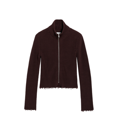 MAYFEYR - Mm6 Maison Margiela - Chocolate Rib-Knit Zip Cardigan - S52AM0309M13039144