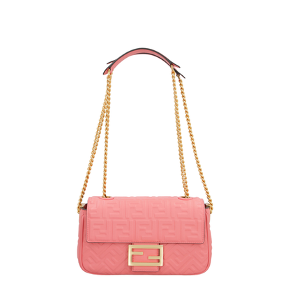 Baguette Chain Midi
Pink Nappa Leather Bag With FF Motif