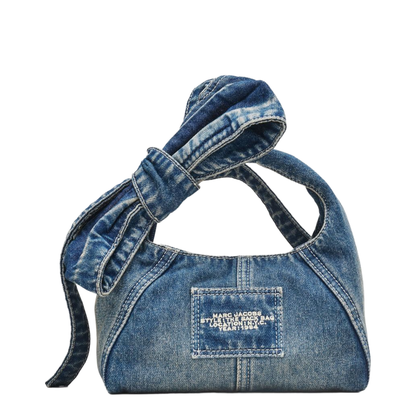 The Bow Denim Mini Sack Bag - Medium Wash Indigo