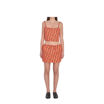 MAYFEYR - Gucci - Orange Printed Silk Skirt With Horsebit Motif - 832799ZAS9N7033