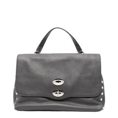 Postina Daily Medium Calf Leather Messenger Bag - Grey Creta