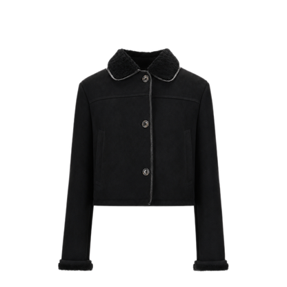 MAYFEYR - LA ROSE - Black Shearling Leather Jacket - 1483NERON