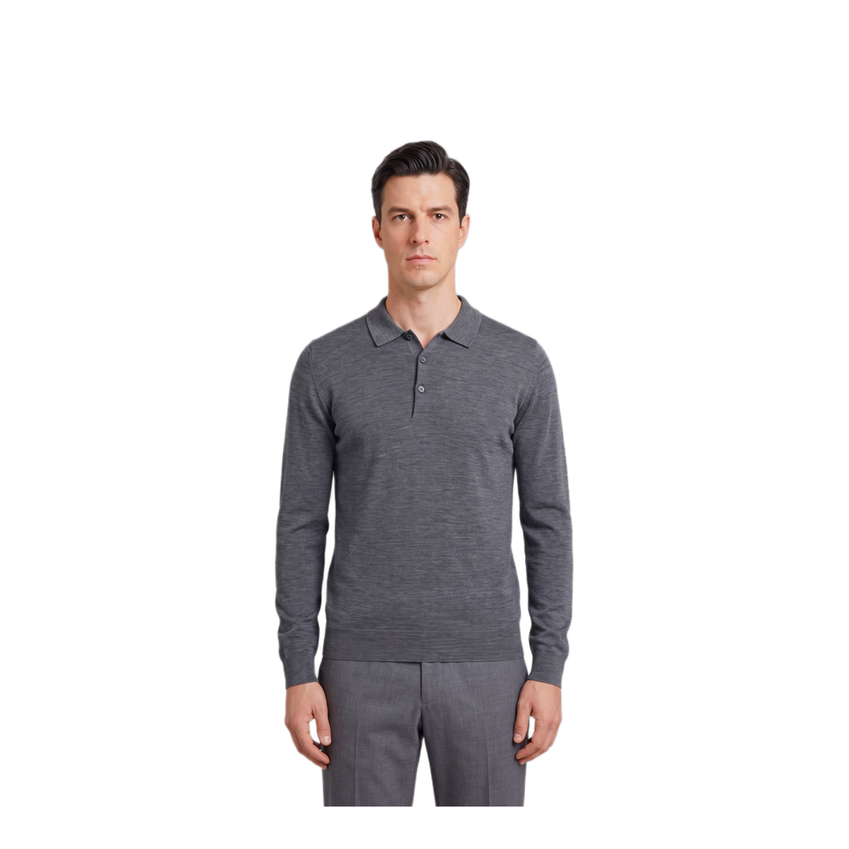 MAYFEYR - John Smedley - Belper Polo In Charcoal Grey - BELPERCHARCOL