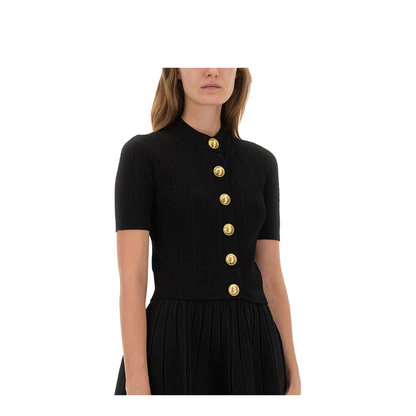 Black Cable Knit Cardigan