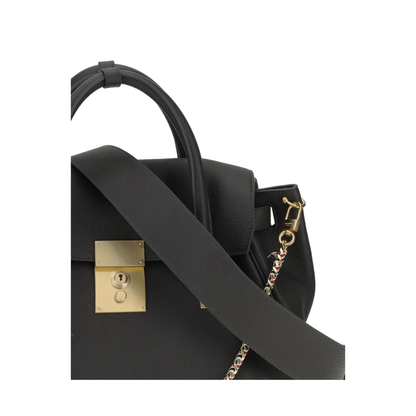 Leather Chain Strap Shoulder Bag Black