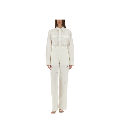 MAYFEYR - Marine Serre - Upcycled Linen Pants - UPA056AUWOV0007WH10